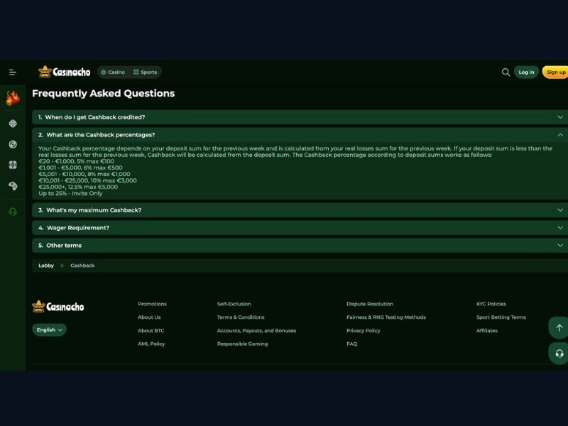 Casinacho Casino (Nacho Casino) registration: account and navigating the catalogue by game mechanic