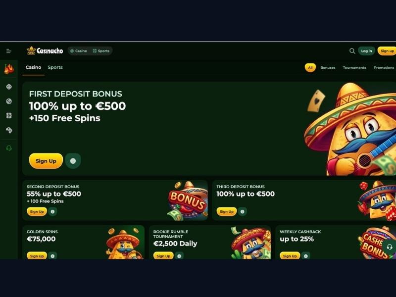 Registration and catalogue navigation by mechanic at Casinacho Casino Nacho Casino for Canada